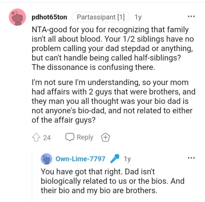 Good for the OP for recognizing family