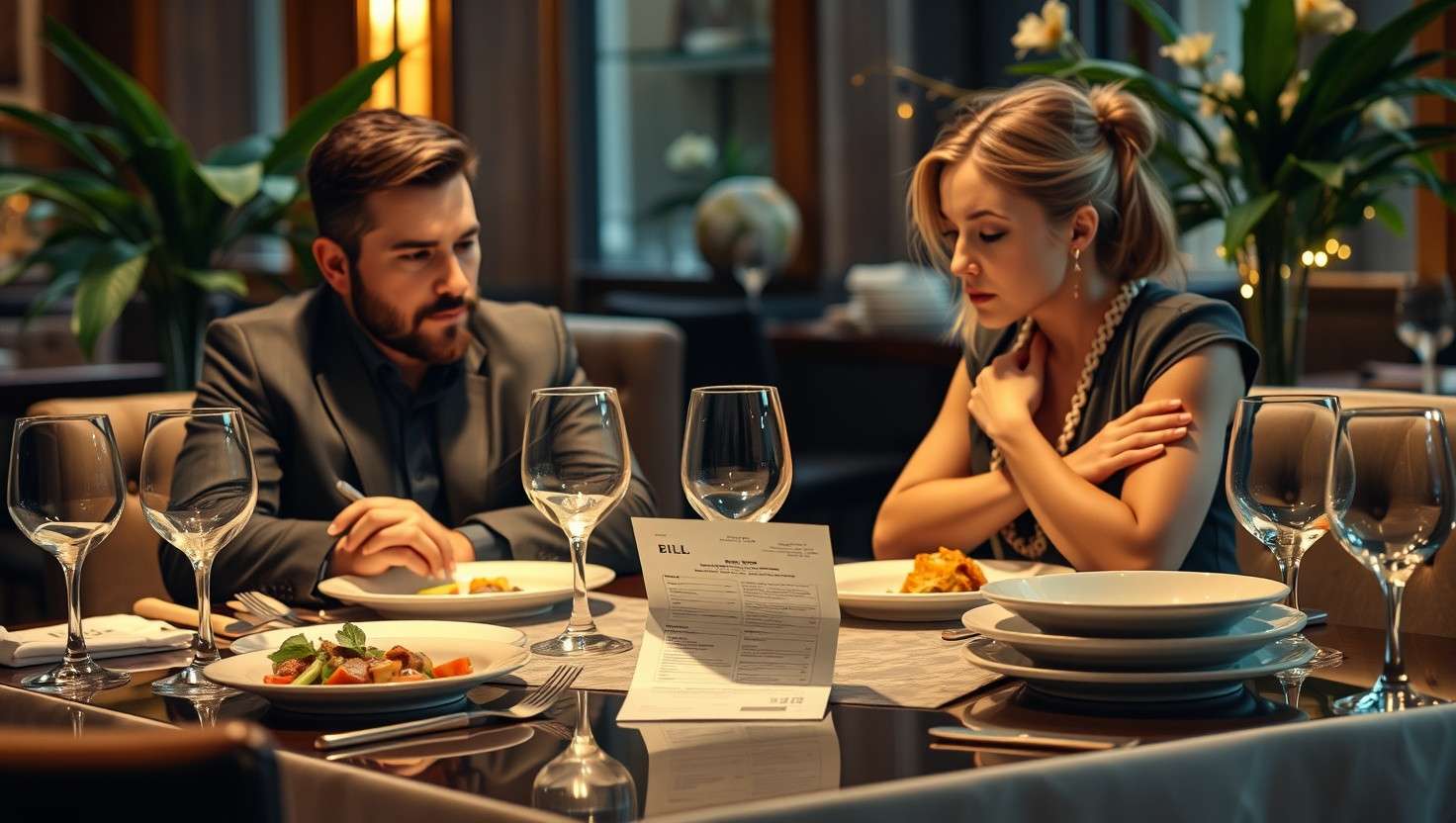 Should I Split the Dinner Bill Unequally with My Wealthy Friend Despite Protests?
