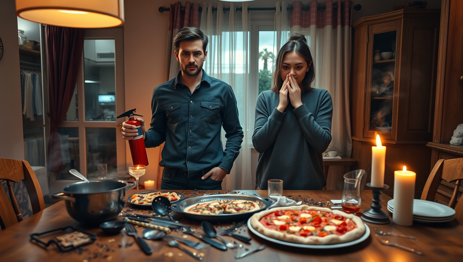 Disastrous Cooking Date: Setting Fire to Kitchen Ruins Romantic Evening