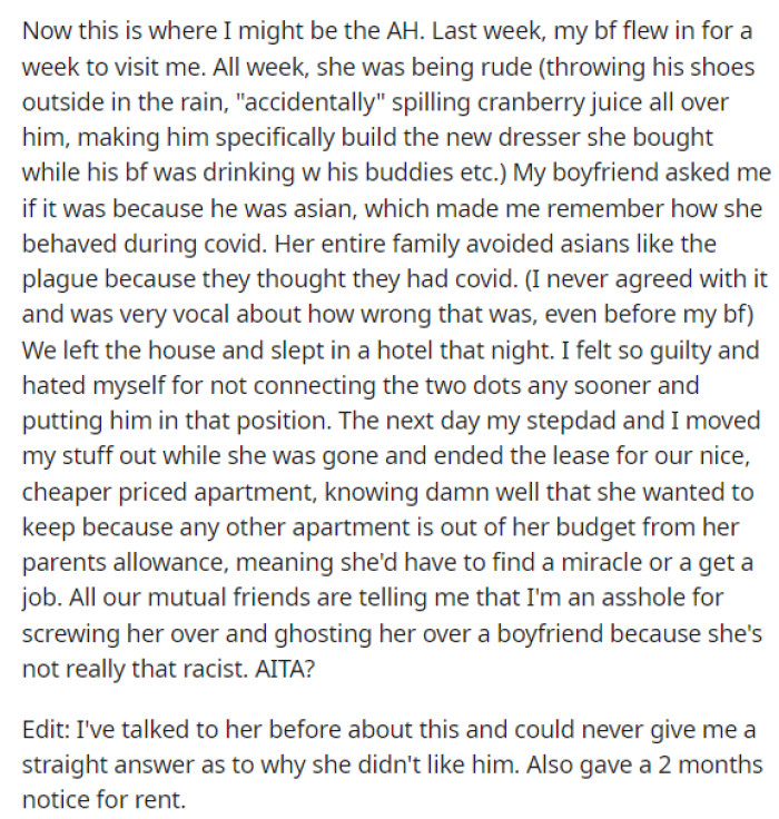 She states that this was the last straw, and this situation is exactly what prompted her to make this decision in the first place.