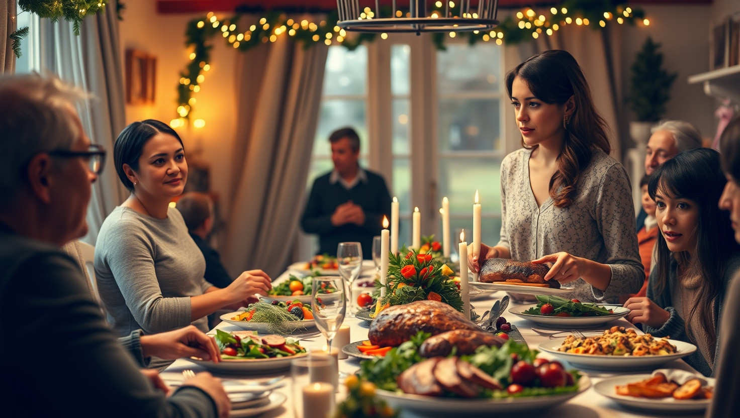 Confronting Sister for Breaking Family Tradition at Vegetarian Dinner