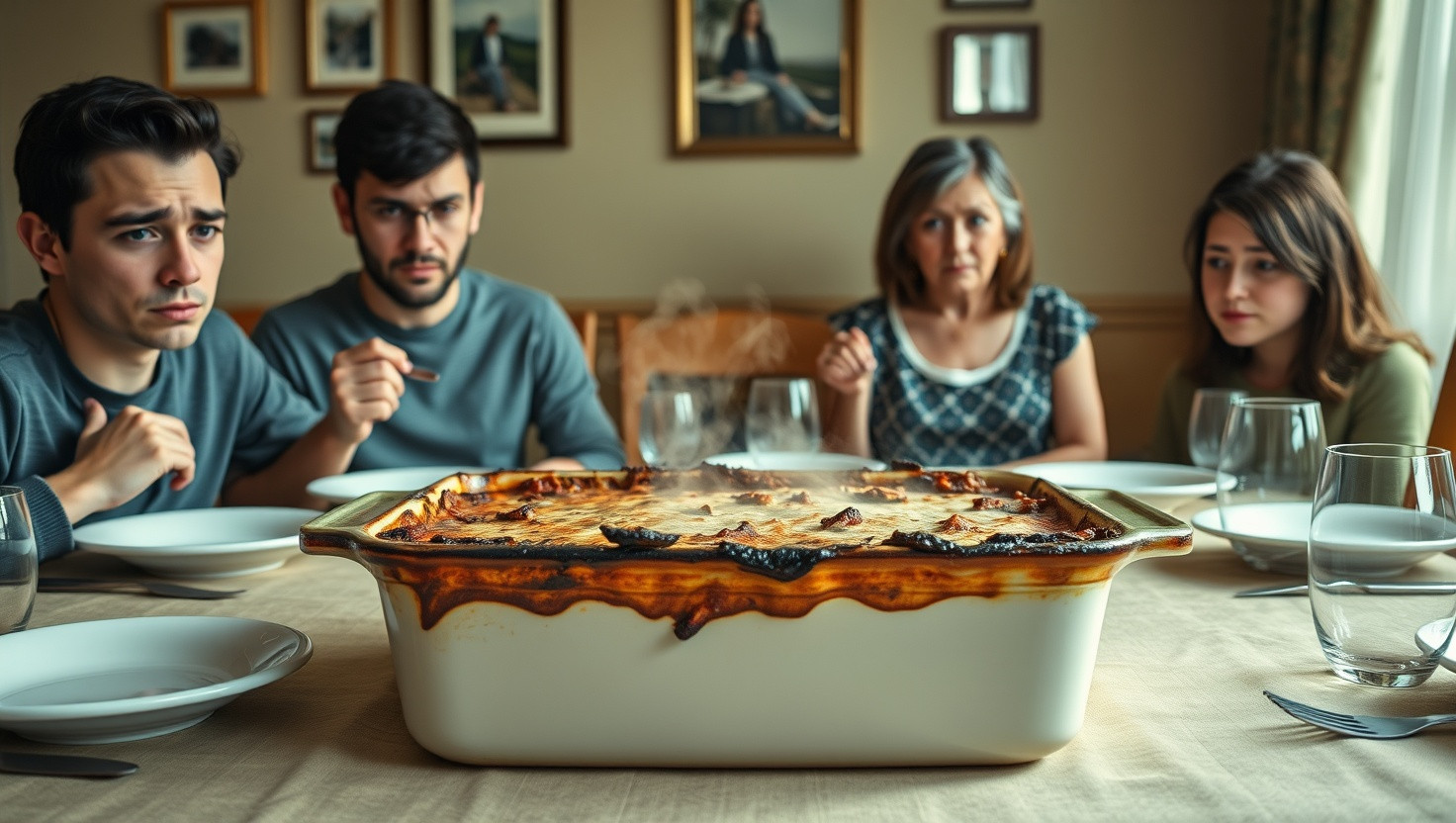 Family Drama Unfolds: Refusing Burnt Lasagna at Moms Dinner