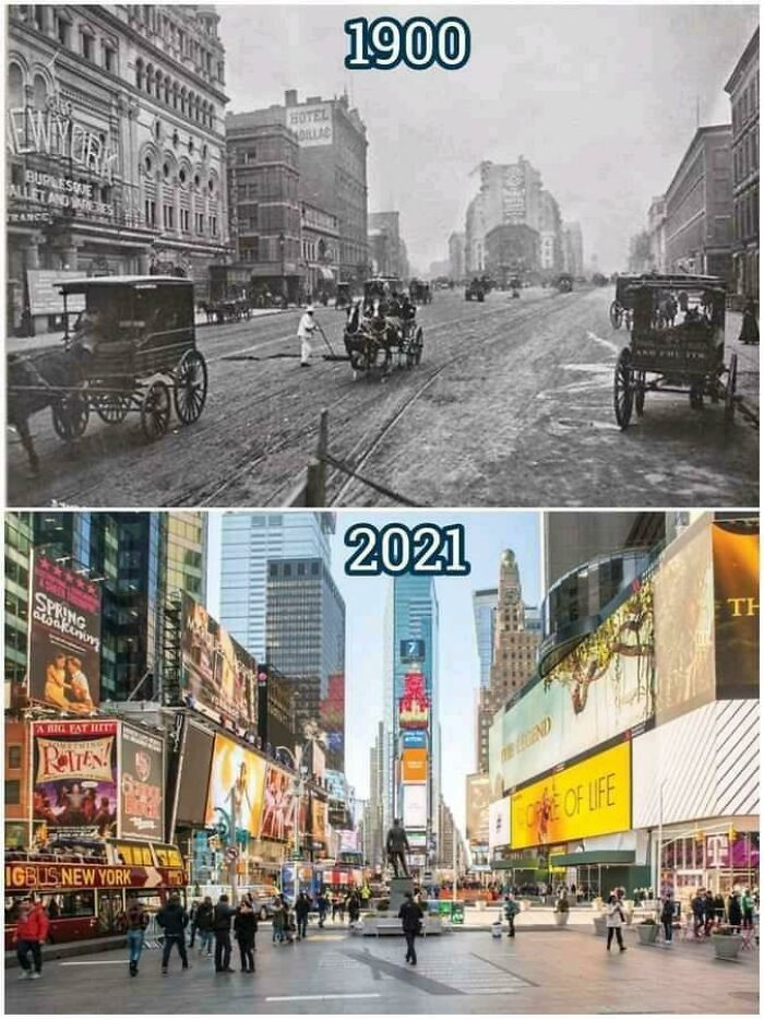 32. Times Square: 1900 vs. 2021