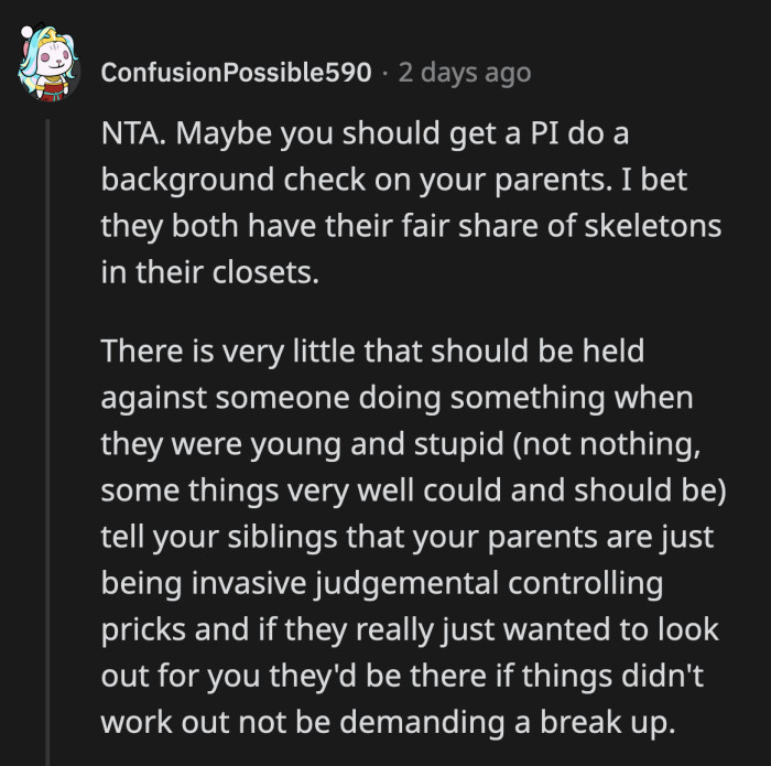 OP can give her parents a taste of their own medicine. See how they like it then.