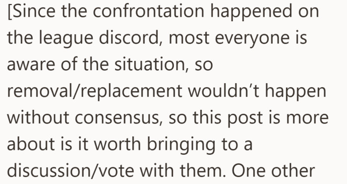 What started as one person’s concern became a group conversation. The question shifted to whether it was worth putting to a vote.