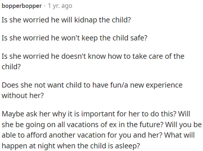 It's important to have an open conversation about why this trip is important and to consider future plans, finances, and nighttime arrangements.