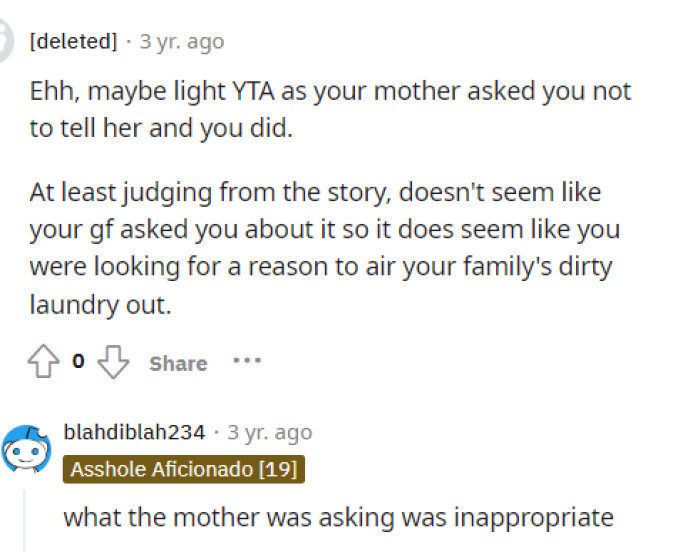 This is true because the mother's request wasn't something that should have been asked for.