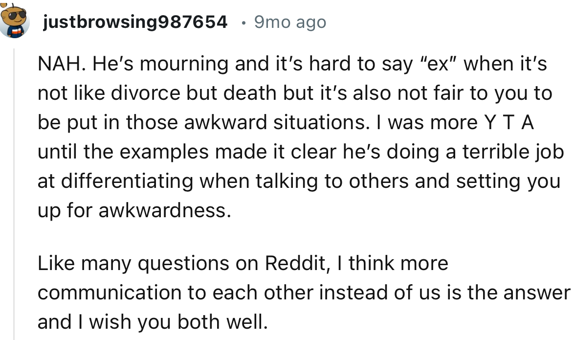 “I think more communication to each other instead of us is the answer and I wish you both well.”