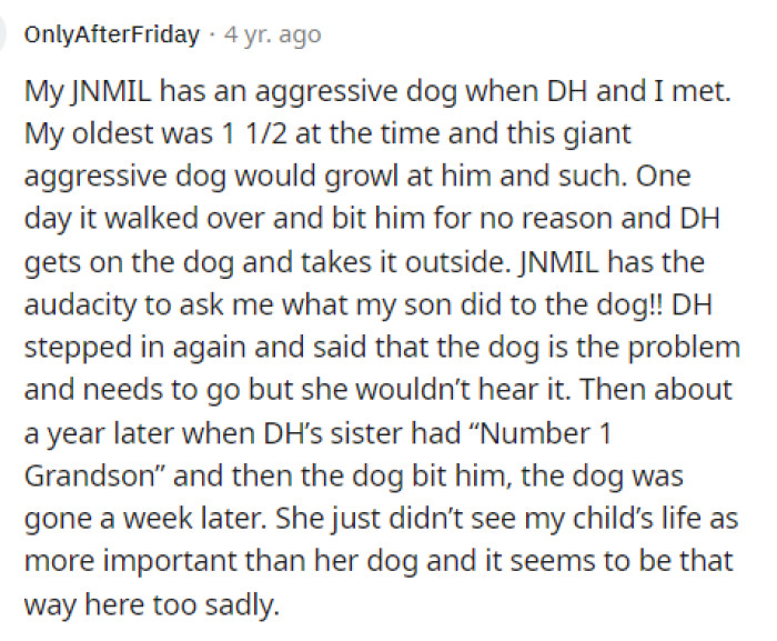 It seems that the aggressive dog situation is quite common, and many different people have gone through similar experiences with their family and dogs.