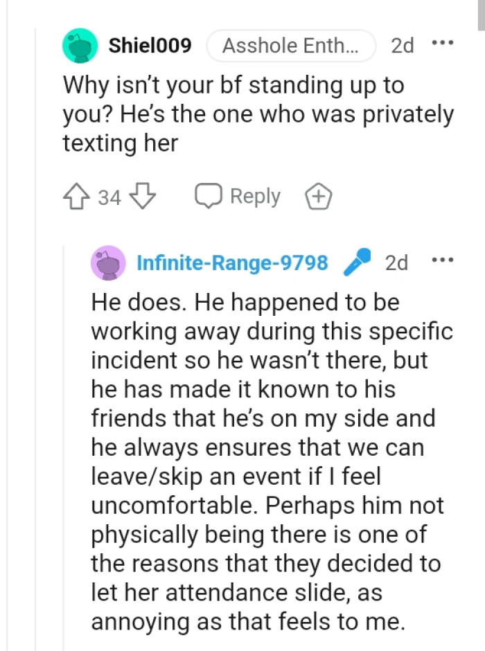 OP's husband is the one who was privately texting the ex