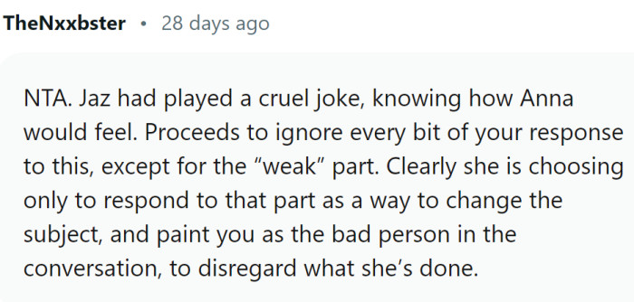 Jaz had played a cruel joke