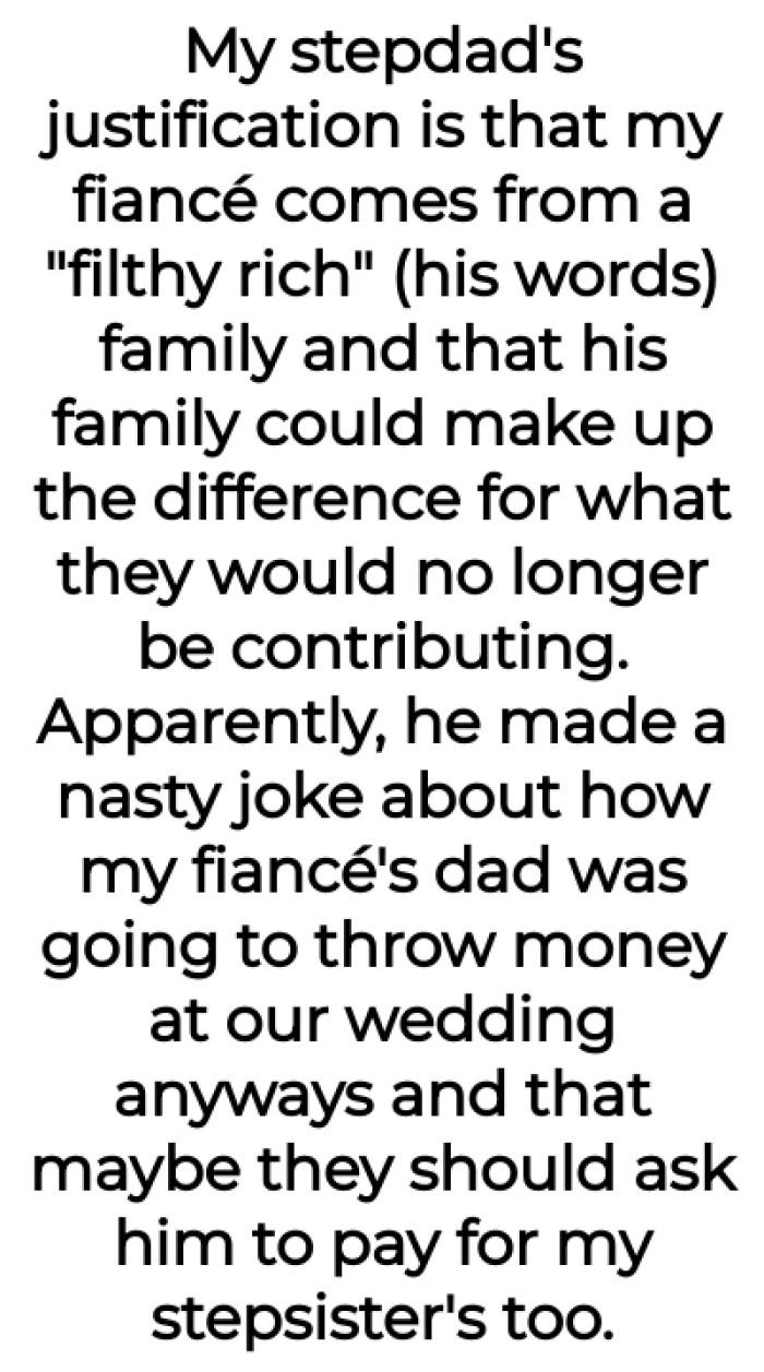 He Made a Joke About How Her Fiancé's Dad Would Throw Money Around