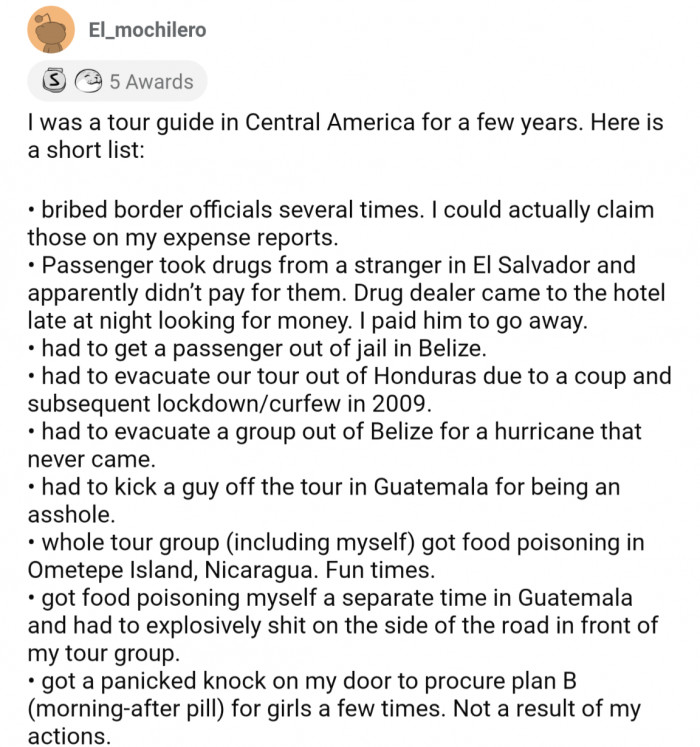 20. Central America Tour Guide had a LOT of stories