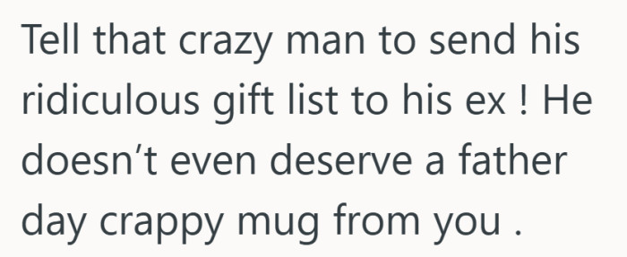 That suggestion taps into a bigger boundary issue. Father’s Day appreciation usually comes from the people directly involved, not whoever is closest at the moment.
