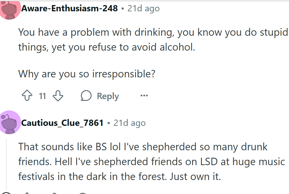 OP has a drinking problem, not a boyfriend problem...