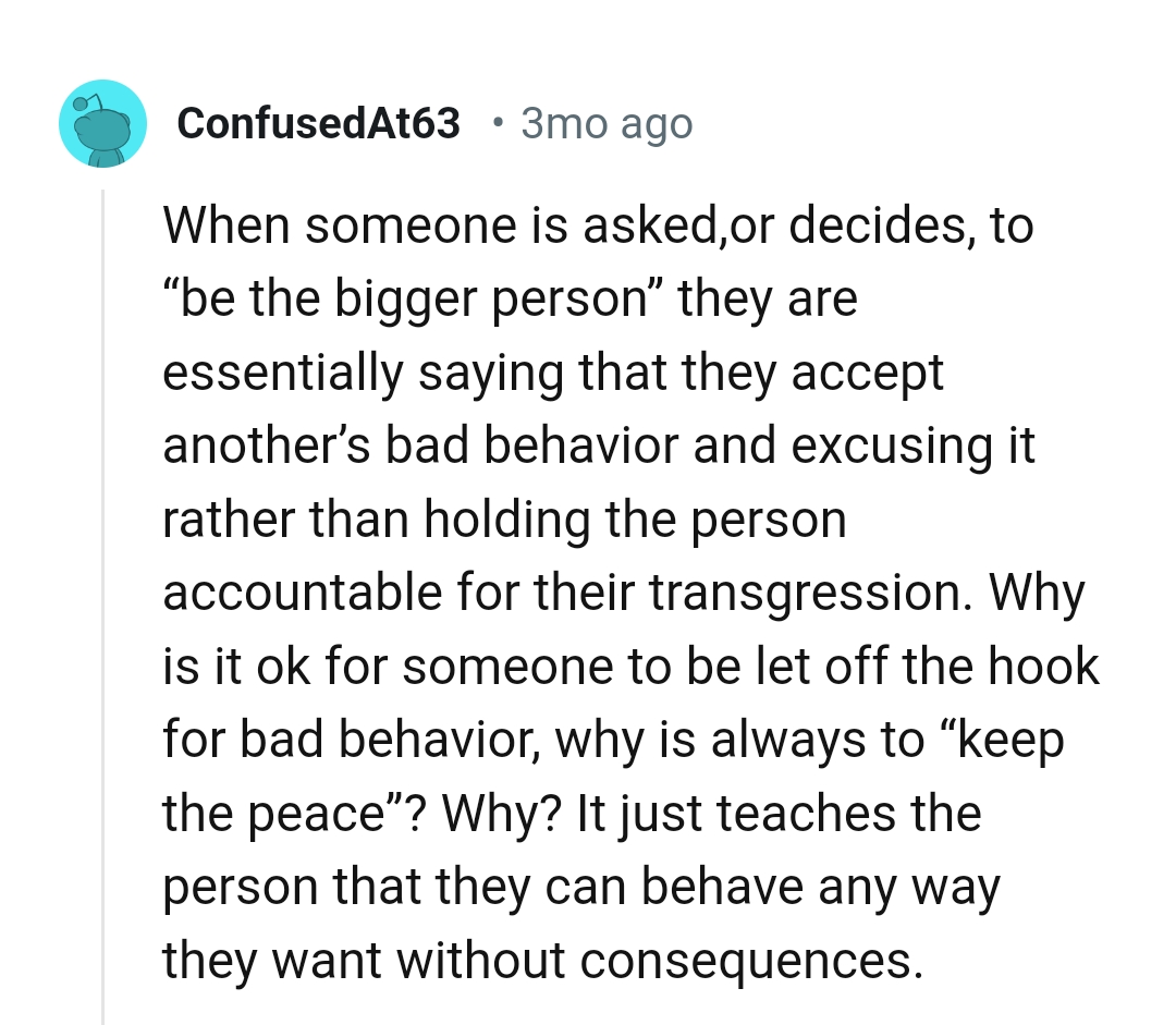 Accepting bad behavior is a no-no