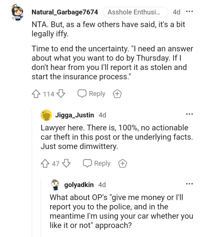 Another Redditor who believes the OP should put a time limit