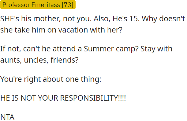 OP is not responsible for someone else's child.