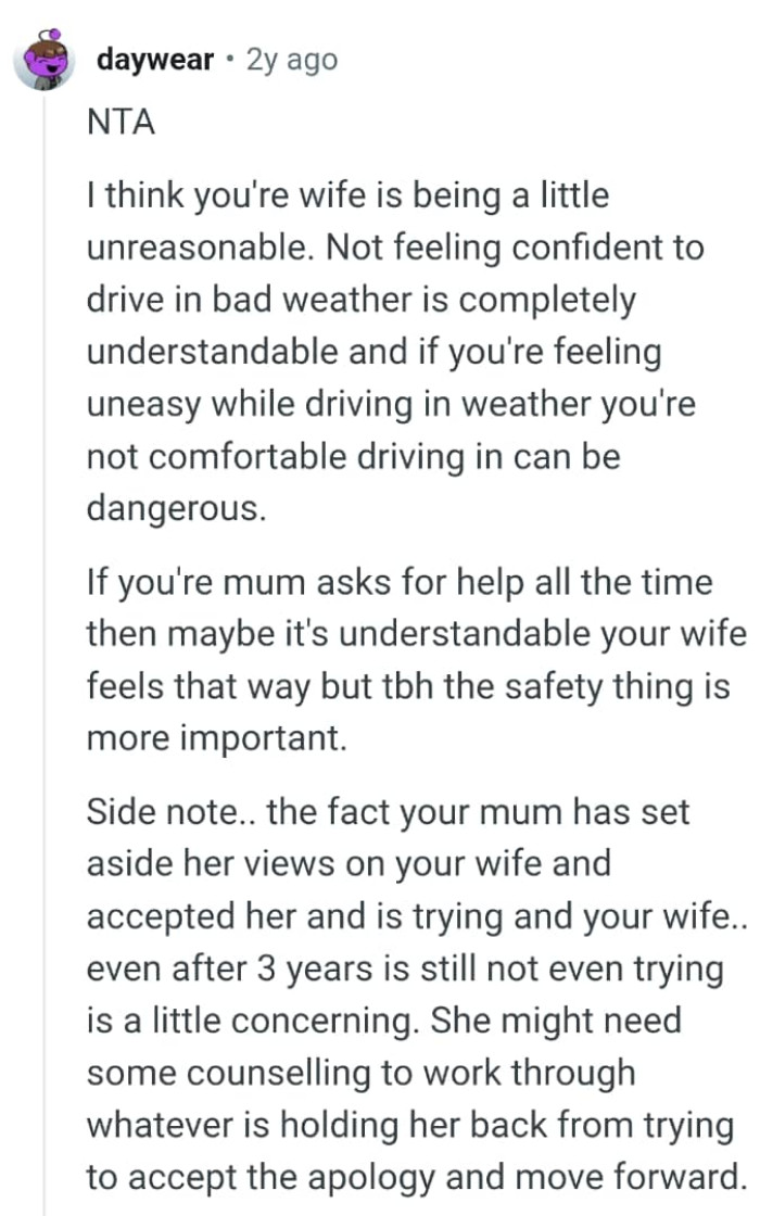 Nit feeling confident to drive in bad weather