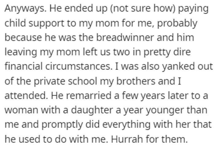 OP's dad ended up remarrying a few years later to a woman who had a daughter