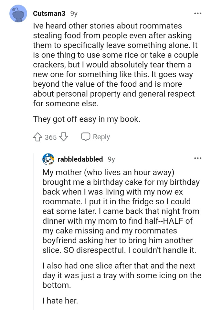 This Redditor has heard countless stories about roommates stealing food from people despite being told not to
