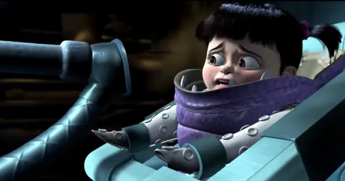 12. Monsters, Inc. (2001): When Boo was almost used as the guinea pig for the scream extractor (see: torture machine) to generate electricity.