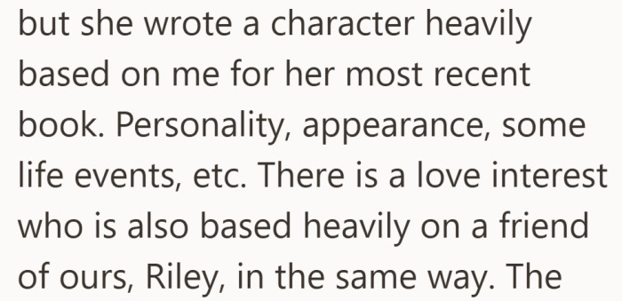 The new book did not just borrow her traits. It built an entire character around her and someone she knows well.