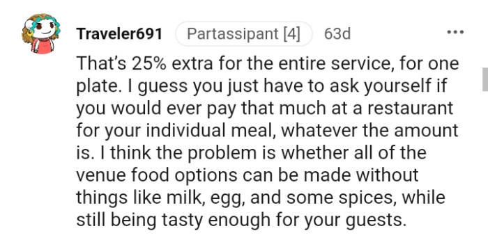 The OP should ask himself if he can pay that much at a restaurant.