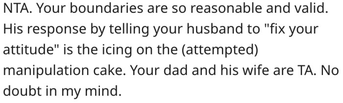 Her reaction isn't out of place.