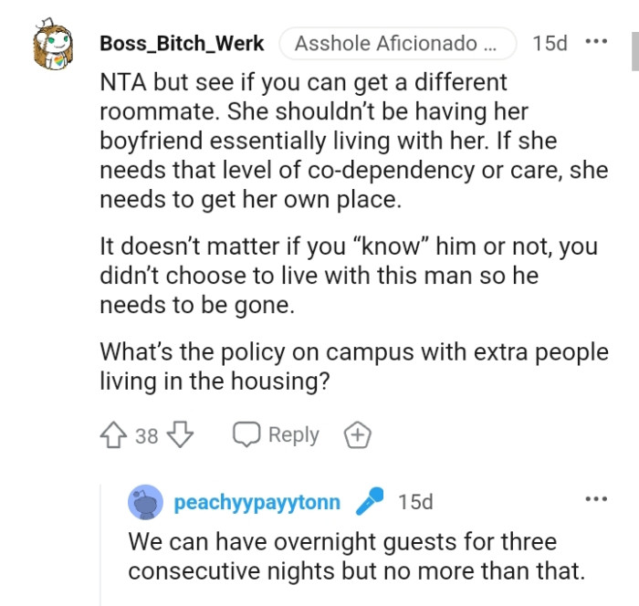 This redditor wants to know the policy on campus regarding extra people