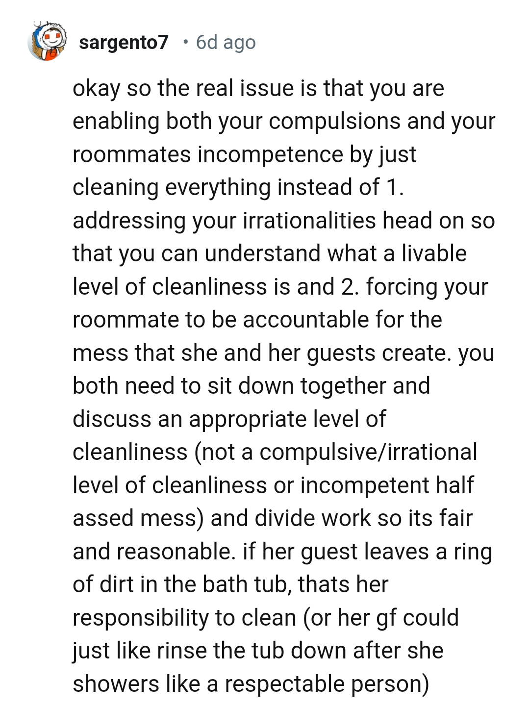 Forcing the roommate to be accountable