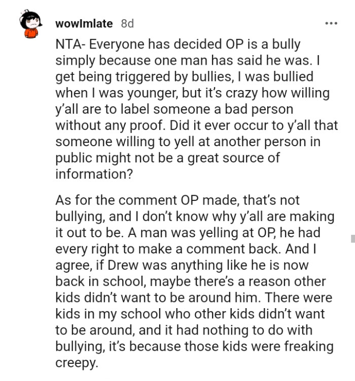 This Redditor was bullied when he was younger