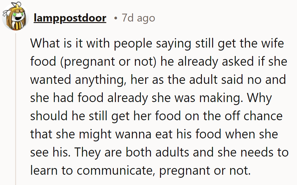Communication: the missing ingredient in this dinner dilemma. No mind-reading required, just a simple 'yes' or 'no'!