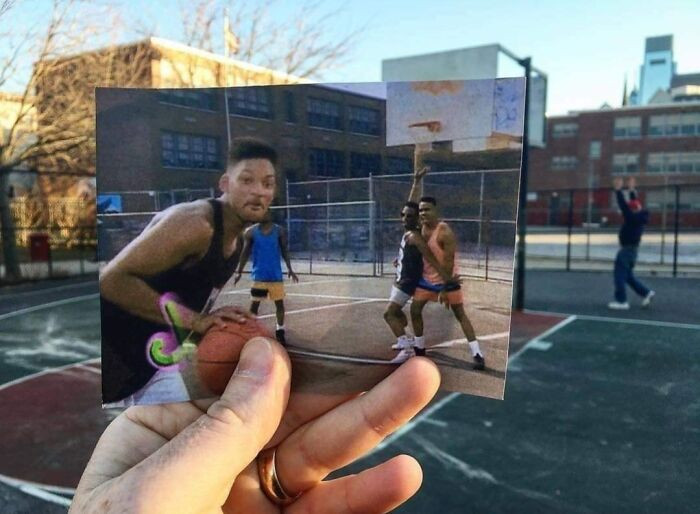 "Fresh Prince Basketball Court 1990 vs. Now"