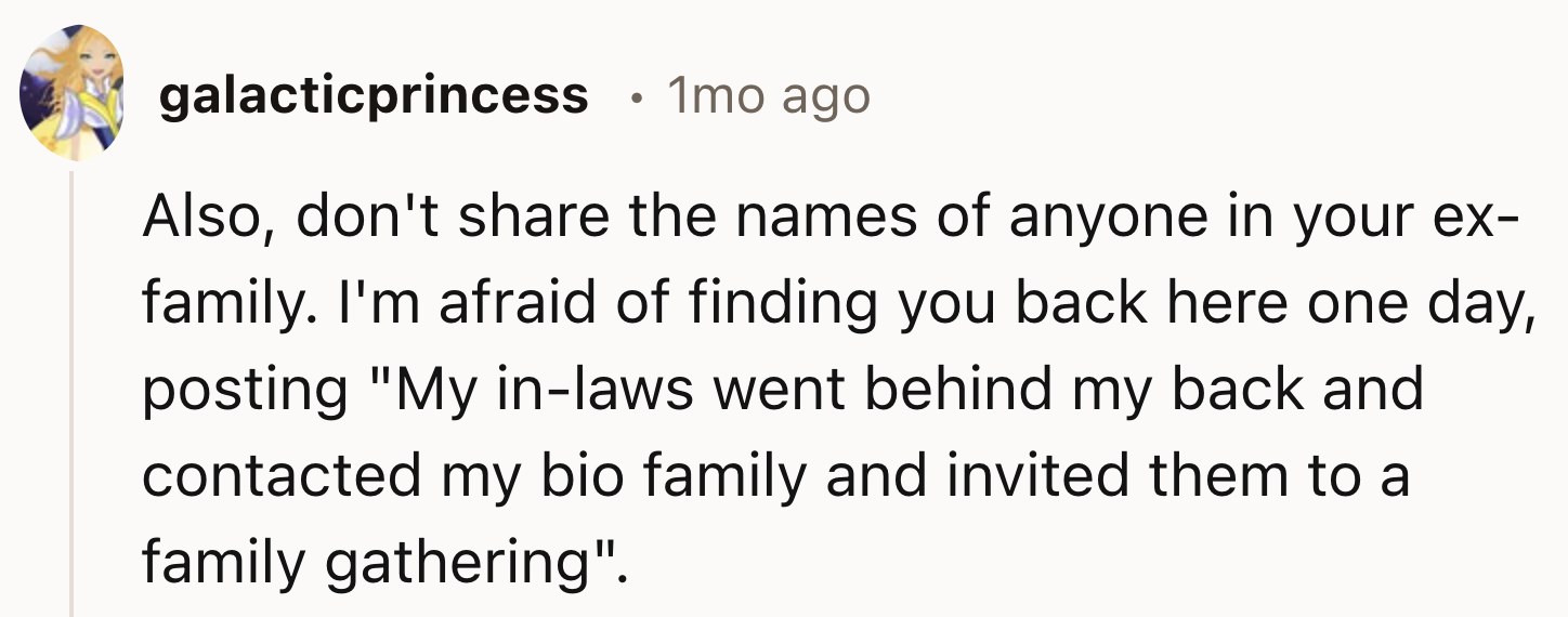 Not Sharing Names Of Her Ex-Family