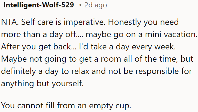 Self-care is essential.