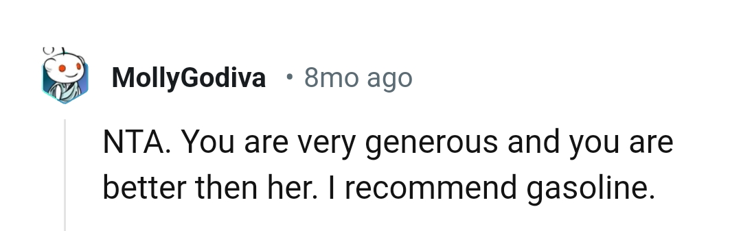 This Redditor is recommending gasoline