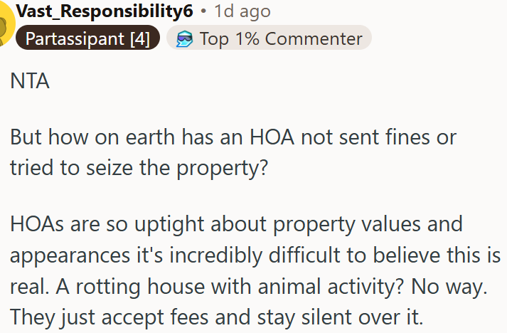 HOA Should Not Ignore a Rotting House with Animals Without Issuing Fines or Taking Action