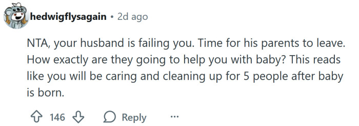 Time for his parents to leave.