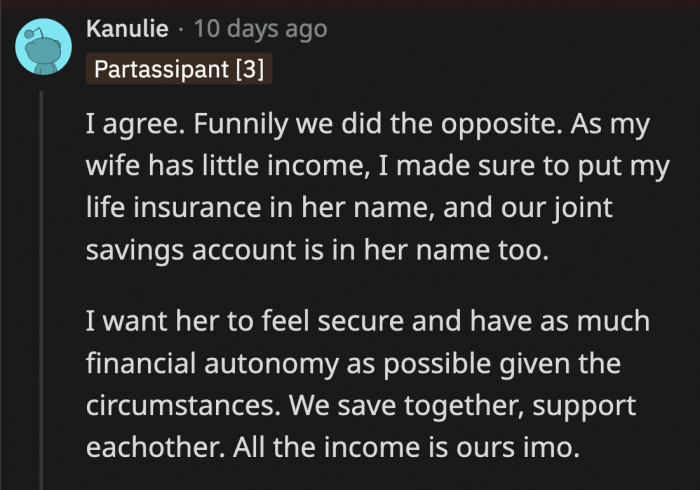 This is what equal partners are supposed to do when they genuinely care about each other, not whatever Michael's brand of a healthy relationship is.