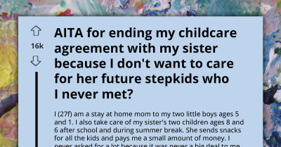 AITA For Ending My Childcare Agreement With My Sister Because I Don't Want To Care For Her Future Stepkids Who I Never Met