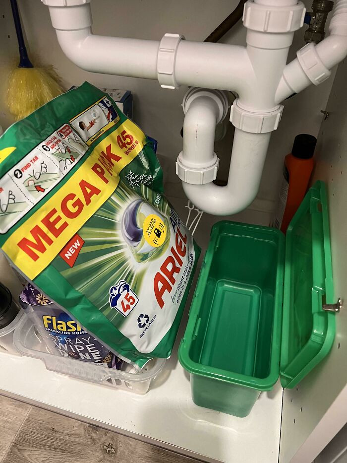 "This Is My Husband's Take On Putting Stuff Away"