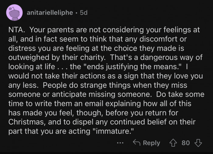 Op needs to explain to his family how they are being inconsiderate.