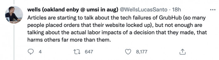 The tweet thread continues by discussing how we're starting to see news about tech failures but not the genuine, human cost of these deals.