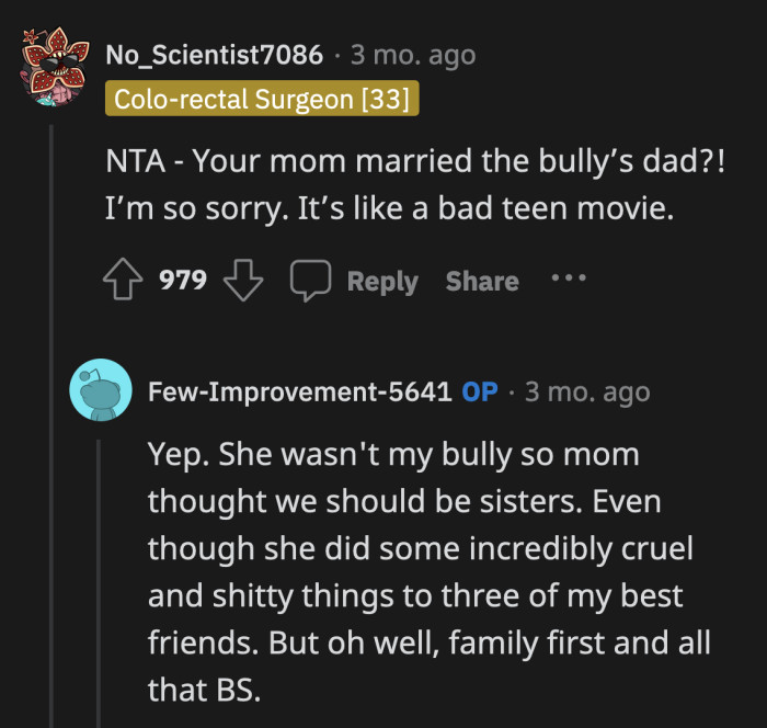Good on OP for not falling for her mom's manipulations and attempts at forced relationships.