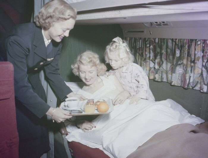 "Breakfast Being Served On SAS Douglas DC-6, 1950s"