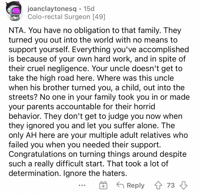 Do not ever feel guilty.