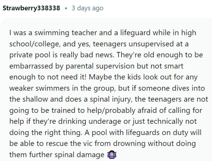 A swimming teacher and a lifeguard says: