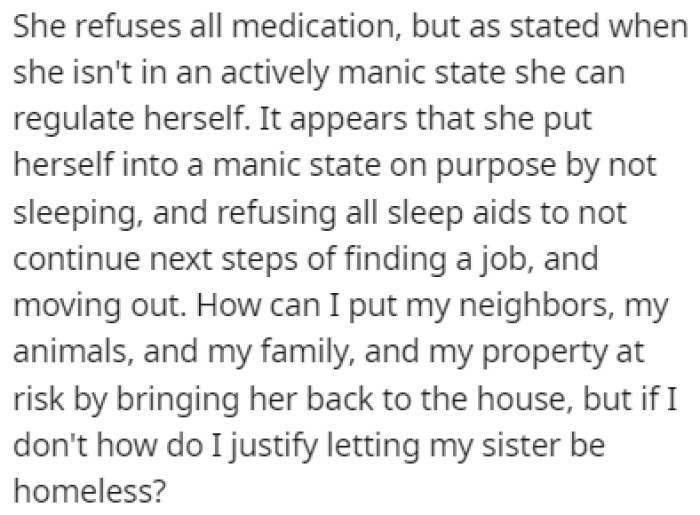 She refuses to take her medication