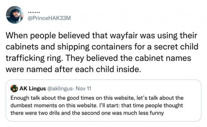 16. When people thought Wayfair was using their cabinets and shipping containers